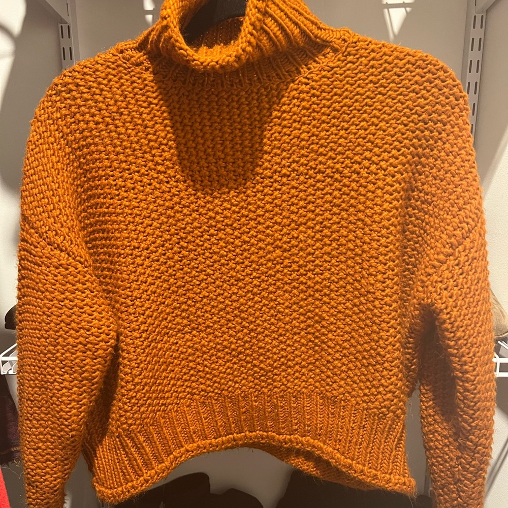 Rusty orange turtle neck cropped sweater